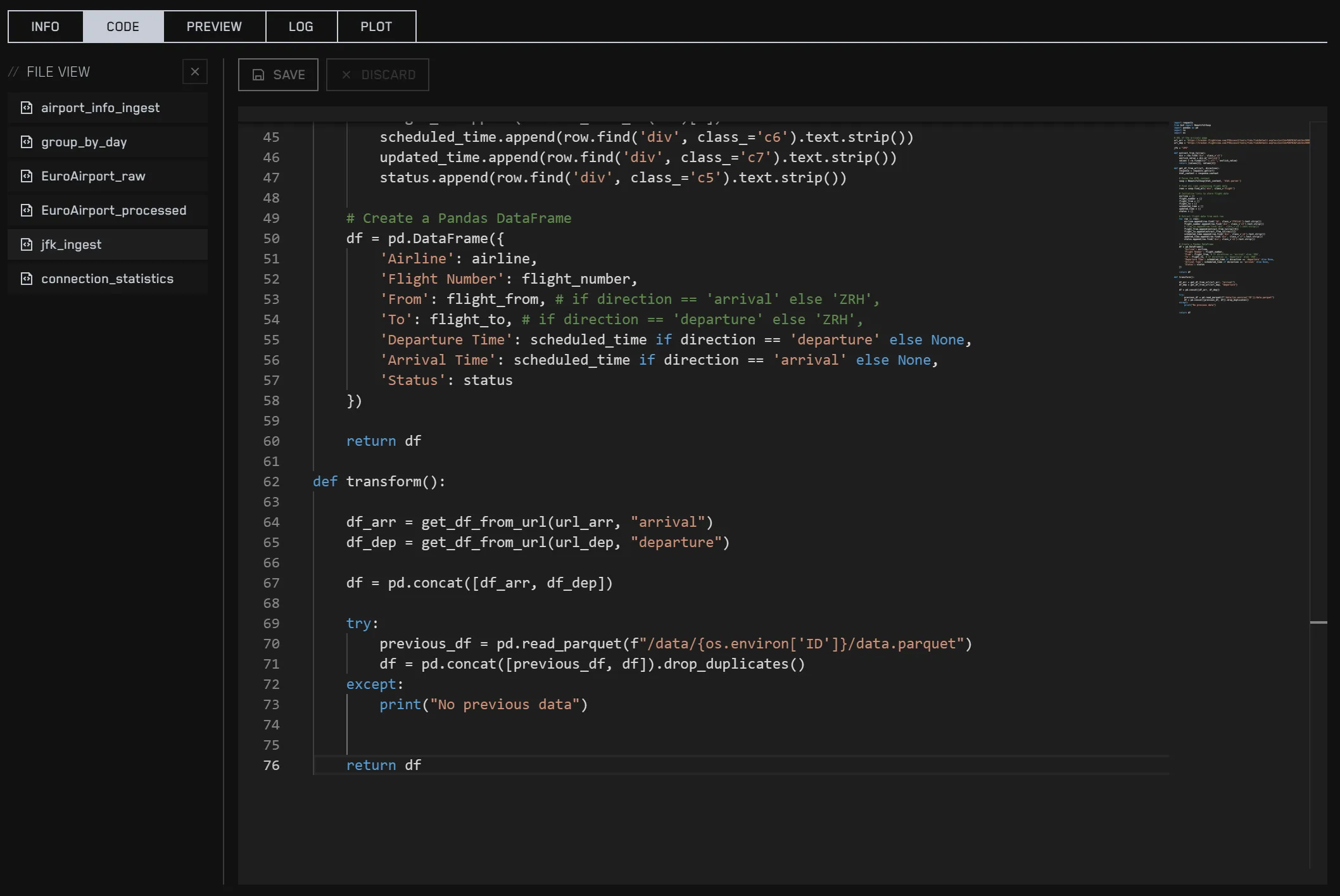 DataSpace code editor